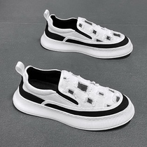 Sails Cloth Shoes Mens Summer Breathable Thin-Style Sloth Man A Foot Pedal Old Beijing Cloth Shoes Deodorized Thick Bottom Little White Hitch Shoe