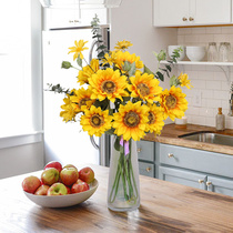 Sunflower simulation fake flower bouquet living room ornaments flower arrangement decoration dried flower dining table vase display sunflower