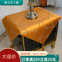 Tablecloth Orange coffee table round table TV cabinet Nordic light luxury square table tablecloth refrigerator dust cover cloth custom