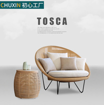 Rattan OUTDOOR SOFA CHAIR EGG-SHAPED TEA TABLE COMBINED LEISURE GARDEN FOLK OPEN AIR BALCONY SMALL TABLE AND CHAIRS THREE SETS