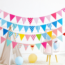 Birthday festival pull flag pull flower hanging flag banner pennant party scene layout decoration bunting childrens birthday