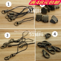 Ancient bronze color with handmade diy black line tail clip luggage with accessories mobile phone sling mobile phone chain horse clip button accessories