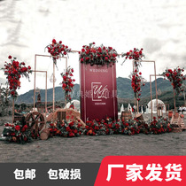 New wedding props stage background decorative door wedding square European gantry golden flower frame iron square frame