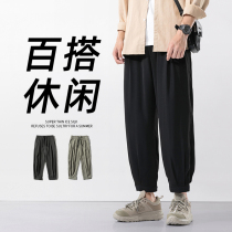 Fat fat brother Spring and Autumn new simple trend comfortable casual pants mens straight tube solid color loose fat plus size trousers