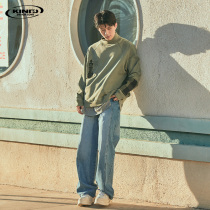 KDZ loose jeans men autumn and winter Xinjiang cotton comfortable straight cropped stitching Korean trend wide leg trousers