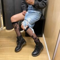 2020 summer new products ins niche models cored silk black rose tide calf socks in the tube thin stockings women