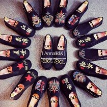 Old Beijing social spirit guy mens shoes embroidered cloth shoes Xishan facial makeup Bean shoes