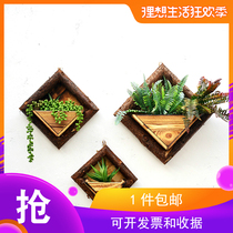 Creative hanging flower basket Wall Wall decoration flower device pastoral retro wooden hanging flower pot flower stand wall decoration pendant