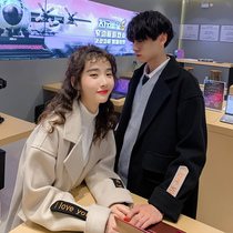 Winter couples wear autumn clothes long windbreaker mens woolen coat autumn and winter thick temperament Korean version of woolen coat