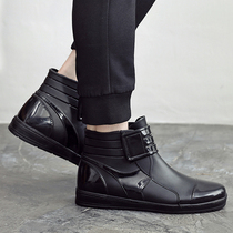Short tube rain boots mens medium plus velvet waterproof boots rain boots mens casual non-slip rubber shoes kitchen work shoes warm shoes