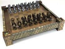 Chess Gothic Dragon Fantasy Medieval Castle Group Board 17 Silver Gold Plaid Chess Training Board
