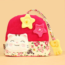 Second half price Allah cat chopped parquet with solid small flower draw with key bag Zero wallet with zipped bag