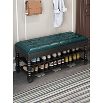 Shoe cabinet with shoe change stool soft bag cushion household entrance light luxury one creative solid wood multi work
