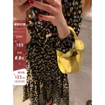 HEYGIRL black elder brother waist thin chiffon long sleeve dress female Korean version of V collar long floral skirt spring