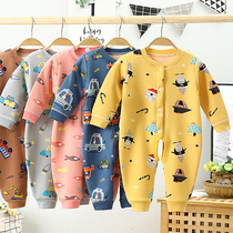 Baby jumpsuit spring and autumn winter baby clothes childrens clothes climbing clothes open crotch infant autumn clothes plus velvet thickening