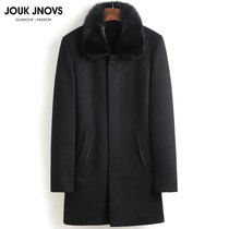 Light luxury double-sided wool coat mens cashmere trench coat lamb wool leather one-piece inner mink fur collar thick coat