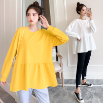 Maternity dress spring fashion small fresh Korean version of foreign style Net red long sleeve jacket loose casual T-shirt doll shirt Spring