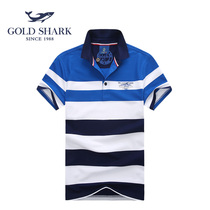 GOLD SHARK Golden Shark ATX21730 Polo Shirt Male New Short Sleeve Turtleneck Tshirt Striped Male Dress Thin