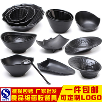 Dense Amine Imitation Porcelain Bowl Large creative cutlery Restaurant Hot Pot Black Pitched Vegetable Greens Lettul Raw Vegetable Plastic Seasoning Bowl