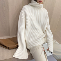 MSBEAST invincible high texture heavy heavy needle 1216g Merino full wool silhouette turtleneck sweater for women