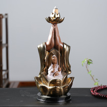 Reverse incense burner ceramic bergamot incense burner indoor antique sandalwood stove smoke ornaments gilt glaze three Saints