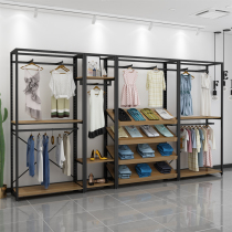 Clothing Store Show Rack Hanging Hanger Ground Style Adjustable Double Layer Clothes Hanger Mens And Womens Clothing Store Iron Art Shelf Display Shelf