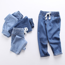 Boy pants children jeans thin 2021 girls casual trousers baby anti mosquito pants summer New Tide
