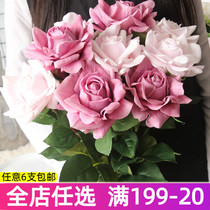 Single branch upscale large flower PU moisturizing hand rose emulation floral living-room dining room table decoration flower arrangement