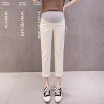 Pregnant Woman Jeans Spring External Wear 2021 New Fashion Long Pants Straight Barrel Loose Tobelly Pants 90% Pants Casual