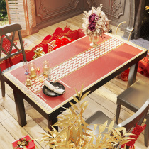 Wedding new Chinese leather new year tablecloth waterproof and oil-proof disposable Chinese style red festive tea table mat table mat