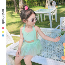 Childrens fashion one-piece swimsuit skirt 2021 summer new female baby suspender cute bikini training swimsuit skirt