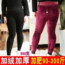 Autumn and winter fat mm fat plus size leggings women wear high waist stepping foot warm cotton pants plus velvet thickened 200 pounds