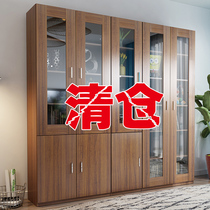 Wooden bookcase bookcase Modern simple with glass door locker combination bookcase Household storage cabinet storage cabinet