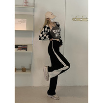 DREAM SEVEN77 pituitary pants woman 2022 Early spring new high waist loose broadlegged pants sports pants