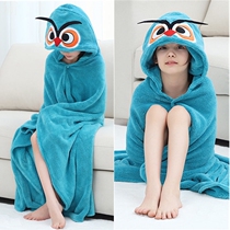 Childrens bath towel plus quick-drying coral fleece absorbent bathrobe adult swimming cloak bath towel hooded cartoon cape