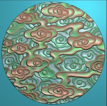 Carved figure Xiangyun manyun round card back shading auspicious cloud bmp jade carving figure 46 card grayscale pendant