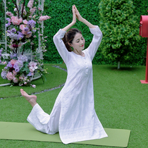 Indian Imported Yoga Suit Master Suit White Handmade Embroidered Long Gown Pure Cotton Spring Summer Authentic Suit Woman