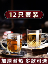 Glass glass household water cup beer glass thick heat-resistant living room with a handmade of tempered drinking water Tea Cup family cup set