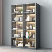 Bookcase floor shelf living room solid wood glass door bookcase light luxury background wall bedroom study Display Cabinet bookshelf