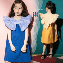 Girls dress 2021 summer new Korean version of cotton stitching vest skirt in big children sweet sleeveless princess dress