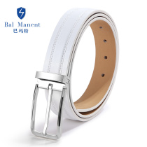 Cowhide belt Casual hipster white belt men leather pin buckle youth waist belt gift golf belt men