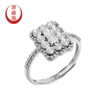 Yuanshengfu new PT950 Fashion Square diamond platinum ring platinum women shiny live ring