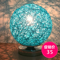 Simple modern creative fashion bedroom bedside round rattan hemp rope bedroom desk living room decoration dimming desk lamp