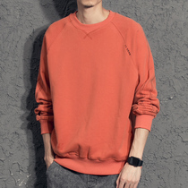 Yi Ming line round neck simple mens clothes trend loose spring and autumn style plus velvet sweater boys autumn coat