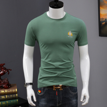 T-shirt mens short sleeve slim handsome 2020 Summer thin trend Joker ins Korean version cotton mens body half sleeve