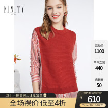 FINITY2021 autumn womens fake two womens coat red sweater shirt new womens long sleeve
