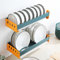 Space aluminum bowl rack kitchen shelf for bowls household wall hanging non-perforated small single layer drain water control dish rack