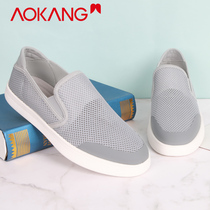 Aokang net shoes mens summer casual mesh shoes mens breathable Sports Board shoes mesh a pedal lazy people mesh shoes