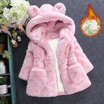 Girls  autumn fur coat Baby 1 one 3 two 2 three 4 four-year-old girl imitation leather grass foreign style fashionable top