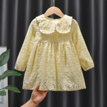 Female Baby 2022 Spring Dress New Girl Skirt Ocean Gas Spring Autumn Clothing Children Princess Dresses Dress Sweaters Dress Surges
